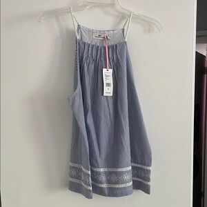 Blue and White Striped Sleeveless Top